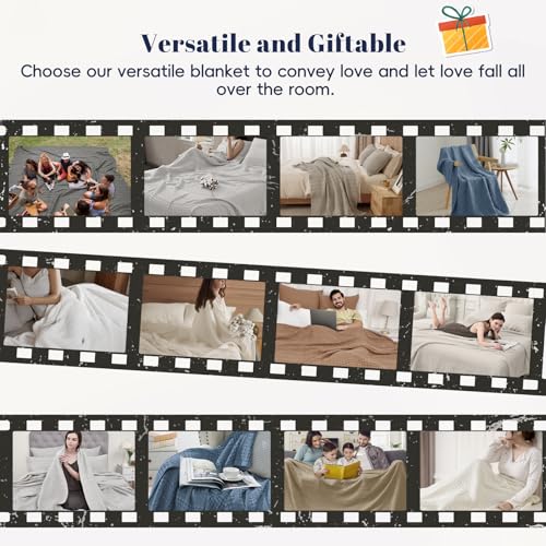 PHF Lightweight 100% Cotton Waffle Throw Blanket for Couch, Baby Blue - color: 23 Baby Blue, size: Throw(50"x60")
