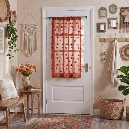 MYSKY HOME Terracotta Boho Sheer Curtains 30 inch Length,2 Panels - color: Terracotta, size: 26"W x 30"L (Pack of 2)