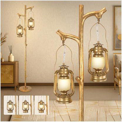Scenekoy 68” Tall Gold Floor Lamp with Lanterns, Dimmable Brightness - color: Gold