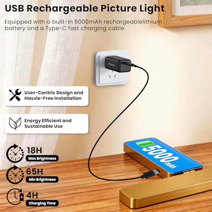 Battery Operated Picture Lights for Wall , 2 Pack Gold 3CCT Dimmable Light - color: Gold-3CCT