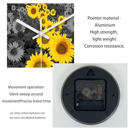 XFM Sunflower Kitchen Glass Wall Clock 14 Inch Silent - color: Yellow1, size: 14 Inch
