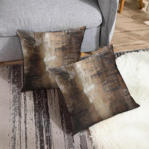 Britimes Throw Pillow Covers Set of 2, 18 x 18 Inch, Brown Grey Beige - color: Brown Grey, size: 18" x 18" (Pack of 2)