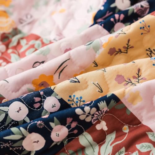 Exclusivo Mezcla 60"x 80" Boho Quilted Throw Blanket, Brown Quilt Throw - color: Floral Brown, size: 60 x 80 inch