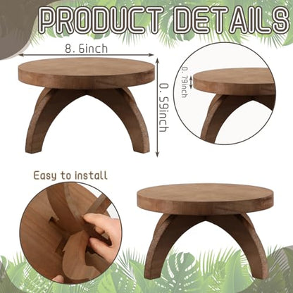 Novabright 2 Pcs Short Plant Stand Small Wood Plant Stool, Rustic Color - color: Rustic Color
