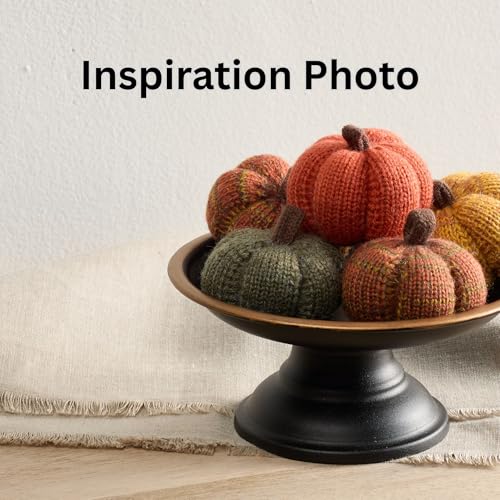 Set of 3 Multi-size Cozy Knit Pumpkins (Marigold Large Multi-size set) - color: Marigold Large Multi-size