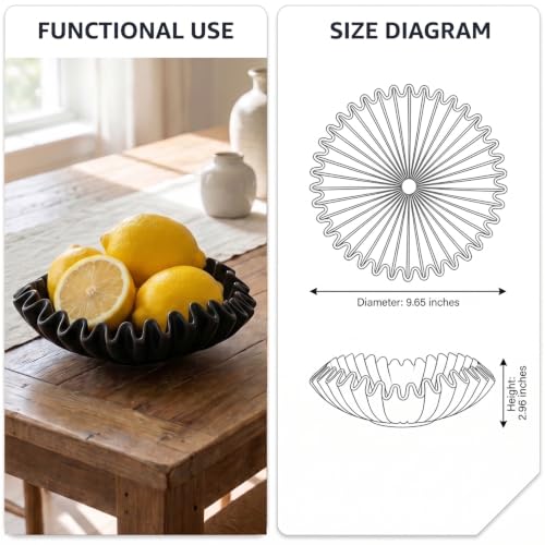 FESTGLOX Black Decorative Bowl, Decorative Fruit Bowls for Kitchen Counter - color: Black-9.65in