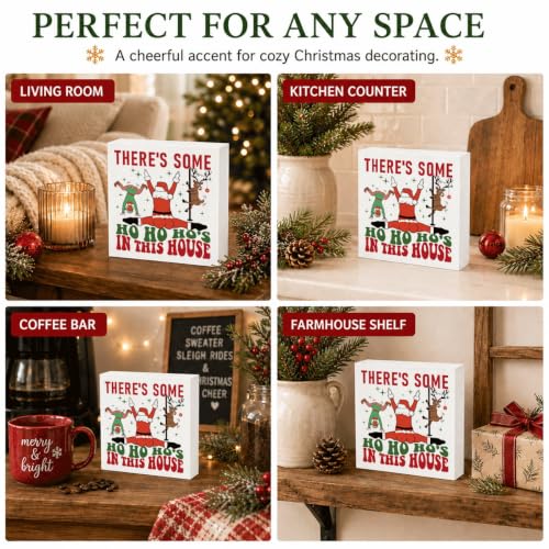 There's Some Ho Ho Ho's in This House Sign, Funny Christmas Wood Box Decor - color: Style 1