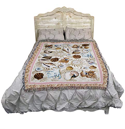 Pure Country Weavers Seashells Blanket by Elena Vladykina - Coastal Ocean Beach Gift Tapestry Throw Woven from Cotton - Made in the USA (72x54) - color: Seashells, size: 72" x 54"