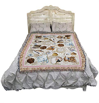 Pure Country Weavers Seashells Blanket by Elena Vladykina - Coastal Ocean Beach Gift Tapestry Throw Woven from Cotton - Made in the USA (72x54) - color: Seashells, size: 72" x 54"