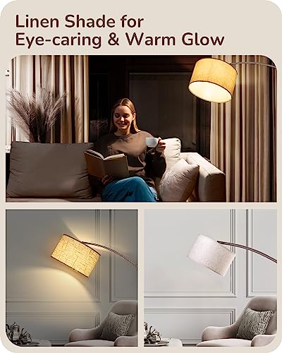 EDISHINE Bronze Modern Floor Lamp with Remote, 78.3" Tall Arc Standing Lamp - style: Modern-Brown