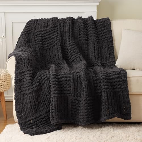 Dark Grey Throw Blanket for Couch, 50"x60" - color: Charcoal