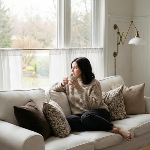 NICETOWN Non-See-Through Off White Sheer Cafe Curtains, W37xL24 - color: Off White, size: 37"W x 24"L (Pack of 2)