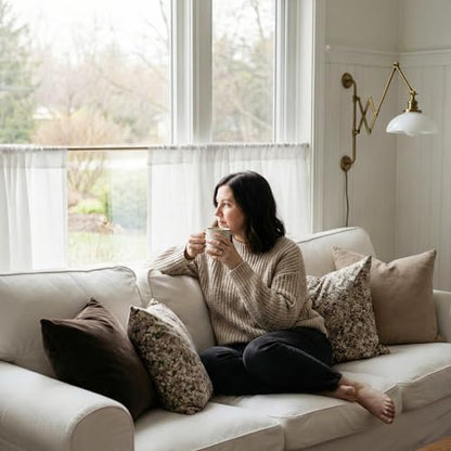 NICETOWN Non-See-Through Off White Sheer Cafe Curtains, W37xL24 - color: Off White, size: 37"W x 24"L (Pack of 2)
