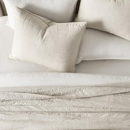 EVERGRACEHOME 100% Cotton Quilt Set Oversized Cal King, Birch - color: Birch, size: Oversized Cal King (118" X 102")