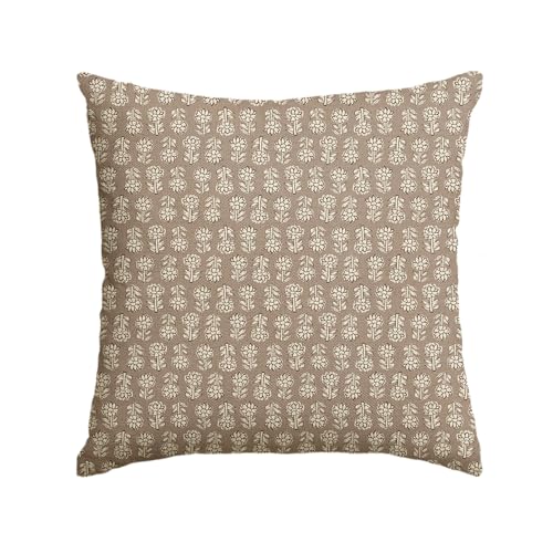 AVOIN colorlife Vintage Floral Boho Throw Pillow Cover, 18 x 18 Inch Modern Farmhouse Bohemia Flowers Tan Taupe Cushion Case Decoration for Sofa Couch Living Room Bedroom Decor - color: Tan Taupe, size: 18" x 18" (Pack of 1)