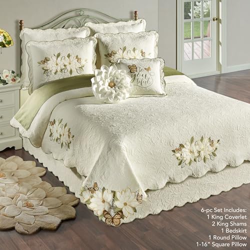 Sweetbay Garden Luxury Ivory Matelasse Bedding, King, 6 Pc Set - size: 6 Piece King Coverlet Set