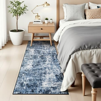 Rugflix 2x7 Runner Rug for Hallway, Washable Navy Blue Kitchen Runners - color: 01-ocean Blue, size: 2' x 7' (Runner)