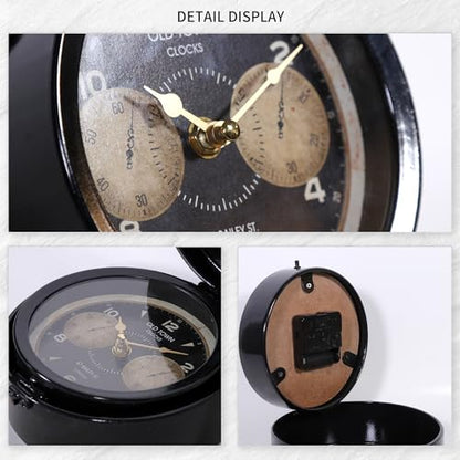 Vintage Jewel Box Table Clock, Black