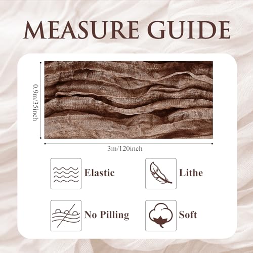 Cheesecloth Table Runner 10FT Brown Boho Gauze Rustic Sheer Runners - color: Brown, size: 1 Pack