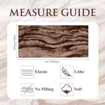 Cheesecloth Table Runner 10FT Brown Boho Gauze Rustic Sheer Runners - color: Brown, size: 1 Pack
