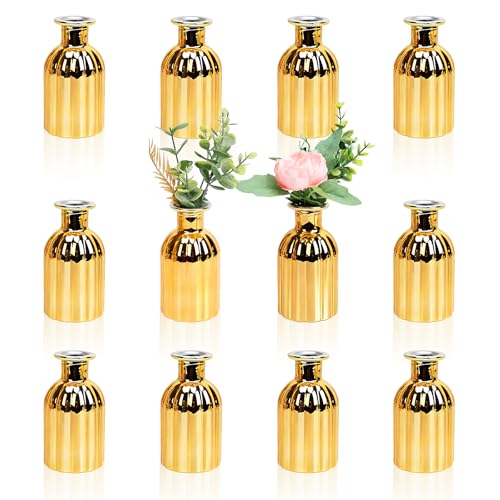 Small Gold Bud Vases, Set of 12 - size: Pack of 12