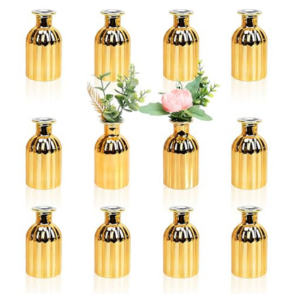 Small Gold Bud Vases, Set of 12 - size: Pack of 12