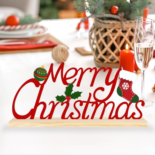 Metal Merry Christmas Sign, Merry Christmas Tabletop Decoration - color: XMAS