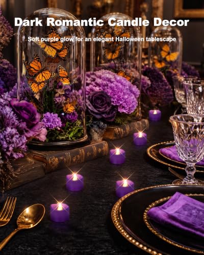 Homemory 50-Pack Purple Flameless Battery Tea Light Candles, 200+ Hours - color: Purple, size: Pack of 50