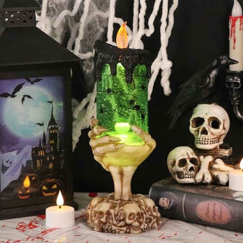 Eldnacele Spider Snow Globe Flameless Candle Battery Operated with Timer - color: 3-spider Skeleton Hand