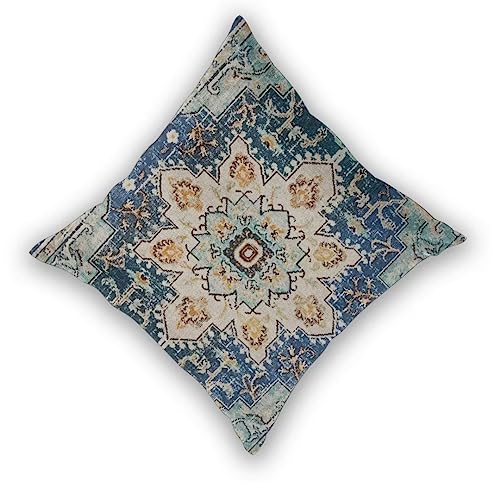 Light Blue Beige Carpet Boho Pillow Covers 18x18 Set of 2 - color: Light Blue, size: 18" x 18" (Pack of 2)
