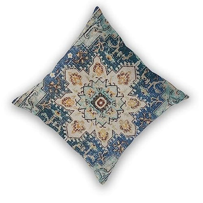 Light Blue Beige Carpet Boho Pillow Covers 18x18 Set of 2 - color: Light Blue, size: 18" x 18" (Pack of 2)