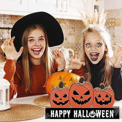 Happy Fall and Halloween Wooden Pumpkin Sign Office Home Decor - style: Pumpkin
