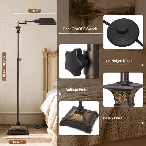 Scenekoy Adjustable Height Floor Lamp w/Remote for Living Room Bedroom