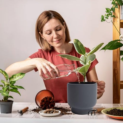 Grey Ceramic Plant Pots - Succulent Flower Small Planter, Pot for Indoor Outdoor Garden Plants with Drainage Holes - Plants Not Included 4.33 X4.33 Inch - color: Gray
