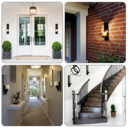 OwnMy 2PCS Wood Wall Candle Sconces Rustic Wall Mount Pillar Candle Sconces - color: Black