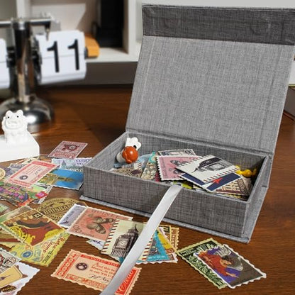 Photo Storage Box 4x6, Linen Photo Box - Grey - color: Grey, size: 4"x6"