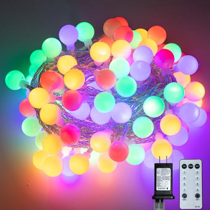 Ogrmar 49FT 100 LED Globe Ball String Lights 8 Modes with Remote Multicolor - color: Multicolor