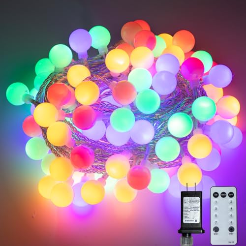 Ogrmar 49FT 100 LED Globe Ball String Lights 8 Modes with Remote Multicolor - color: Multicolor