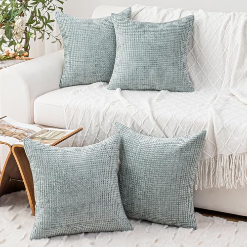 Pack of 4 Throw Pillow Covers 18x18” Boho Cushion Covers for Living Room - color: Aquamarine, size: 18" x 18" (Pack of 4)