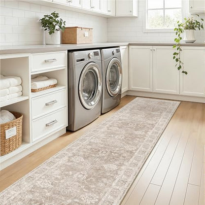 Madane Runner Rug 2x10 for Hallway, Kitchen Non-Slip Runner Rug Brown/Sand - color: Brown/Sand, size: 2' x 10' (Runner)