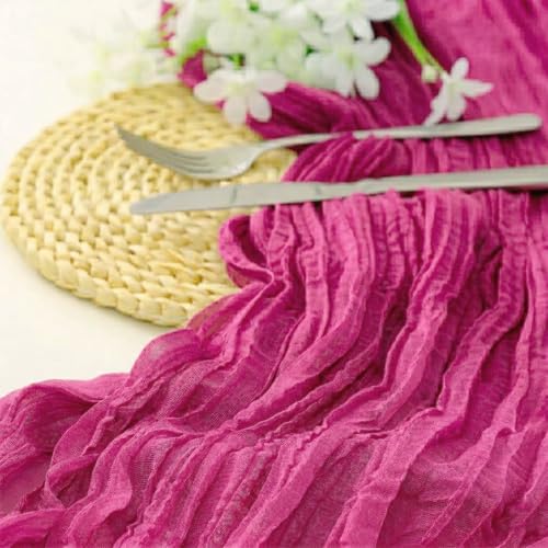 10 Pack Hot Pink Cheesecloth Table Runner 17 x 108 Inch - color: Hot Pink, size: 10Pcs - 9 Ft