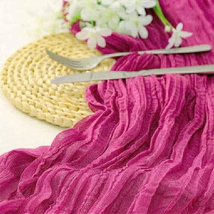 10 Pack Hot Pink Cheesecloth Table Runner 17 x 108 Inch - color: Hot Pink, size: 10Pcs - 9 Ft