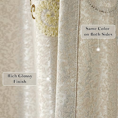 VOGOL Embroidery Curtains 63 inch Length Grommet Window Treatment Voile Panel Drape for Living Room Kichen, Two Panels, W42 x L63 inch - color: C1, size: 42"W x 63"L (Pack of 2)