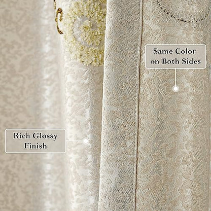 VOGOL Embroidery Curtains 63 inch Length Grommet Window Treatment Voile Panel Drape for Living Room Kichen, Two Panels, W42 x L63 inch - color: C1, size: 42"W x 63"L (Pack of 2)