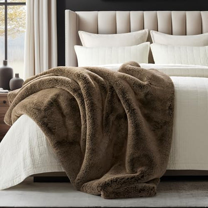 EverGrace Faux Chinchilla Fur Throw Blanket, 50"x60", Brown Sable - color: Brown Sable, size: 50"x60"