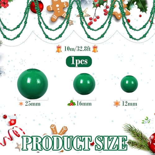 Giegxin 1 Pcs 32.8 ft 4th of July Wooden Bead Garland Patriotic Hanging Garland Farmhouse Beads Decor for Independence Day Mantel Table Party Wall Home Decorations (Green) - color: Green