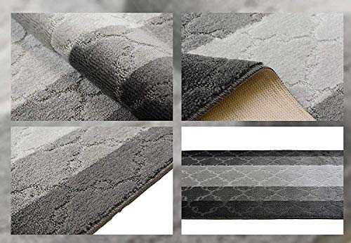 3 Ft Grey Entryway Kitchen Bath Rug Mat, Non Slip Washable, Soft - color: Anthracite Trellis, size: 2'2" x 3' (Rectangular)