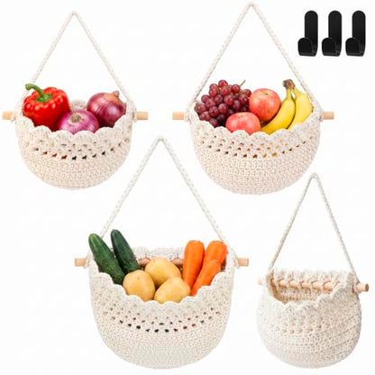 Honeydak 3 Hanging Baskets, Cream, Scalloped Edge - color: Cream, style: Scalloped Edge