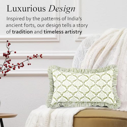 CPC Fern Regal Block Print Ruffle Sham Pillow Cover 12x20 Inch, Pack of 1 - color: Fern Regal, size: 20" x 12" (Pack of 1)