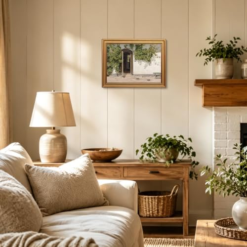 Ivy-Covered Doorway Vintage Gold Framed Wall Art 12x16 inch - color: 16-Cottage doorway, size: 12x16